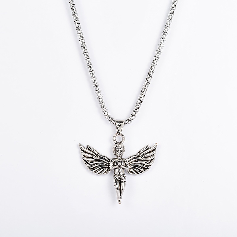 Dây chuyền nam nữ titan thiên thần, vòng cổ nam nữ bạc angel - Bảo Bảo Store