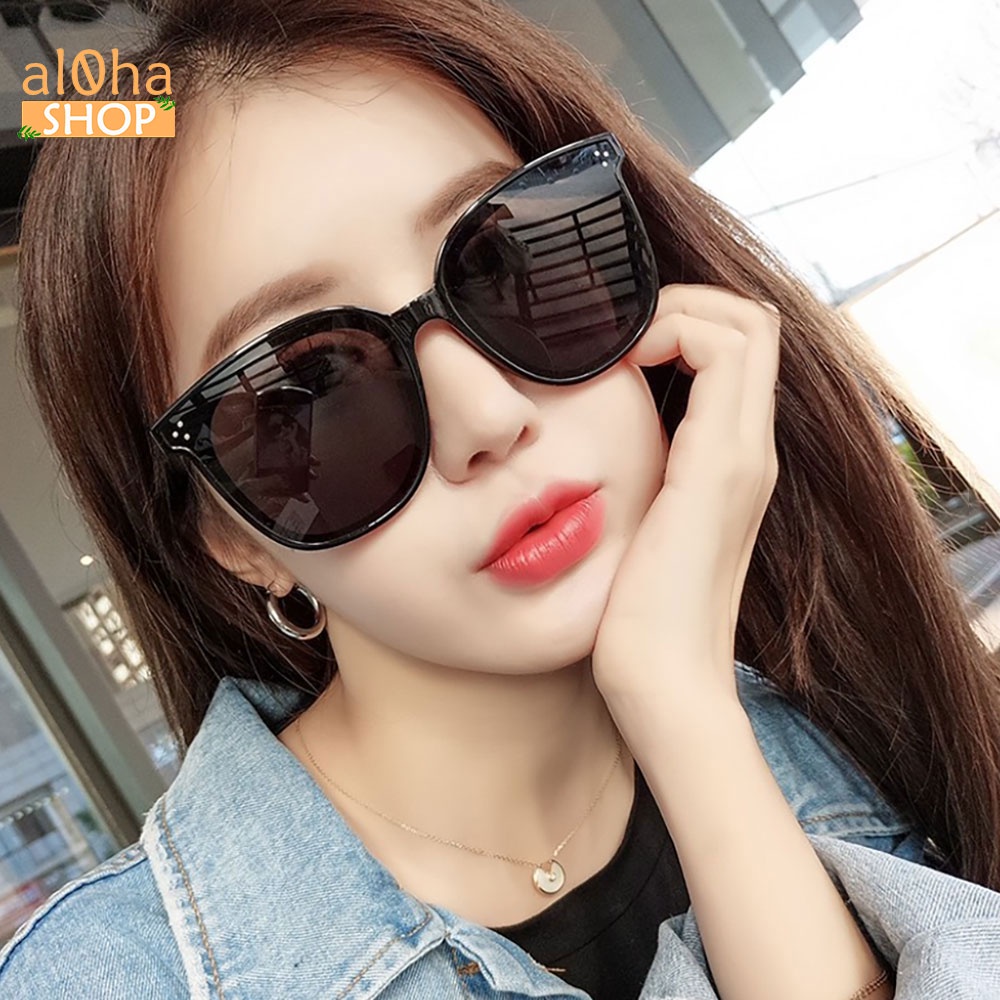 Kính mát thời trang chống nắng gọng nhựa mắt to K019 unisex nam nữ kính râm 3 chấm phong cách - al0ha Shop
