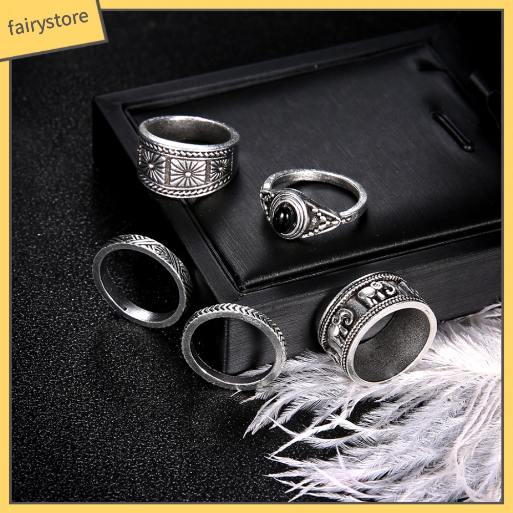 Set 5 Nhẫn Đeo Khớp Ngón Tay Phong Cách Cổ Điển Thời Trang Cho Nữ