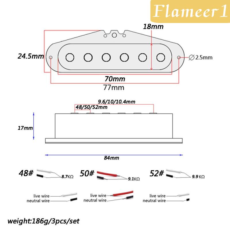 Bộ Pickup Lõi Đơn Giữa / Cổ / Cầu Alnico V Cho Đàn Guitar Điện Fireameer1