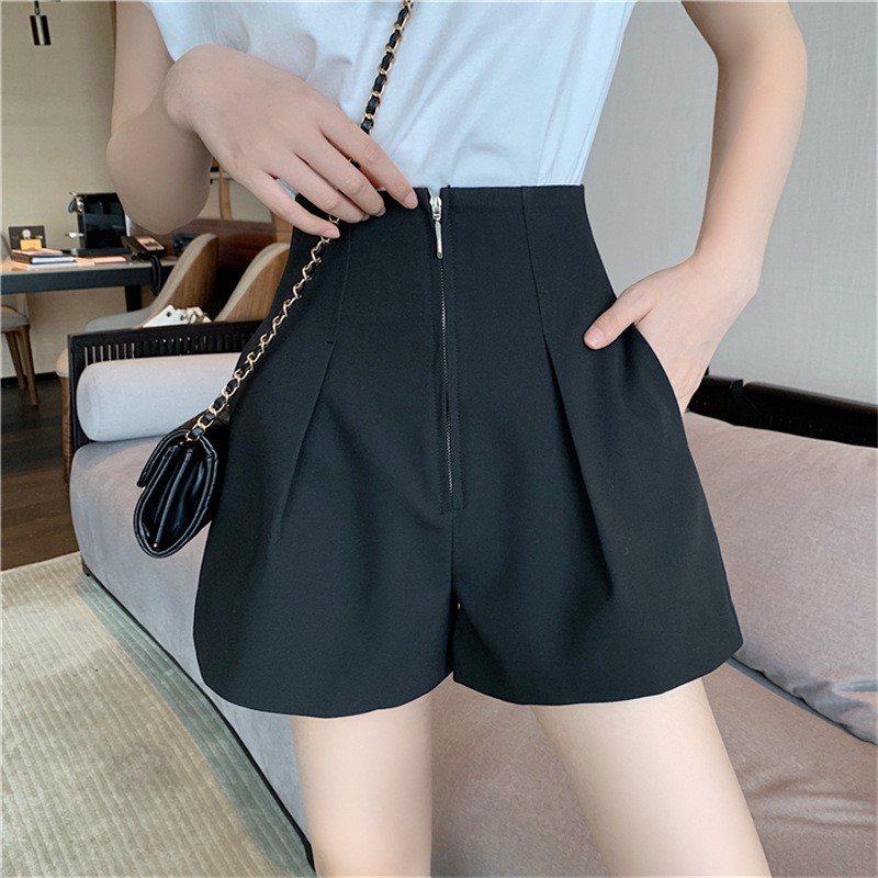 Quần sooc khóa trước cạp cao,chất vải tuyết mưa dày,form rộng hottrend 2021 | BigBuy360 - bigbuy360.vn