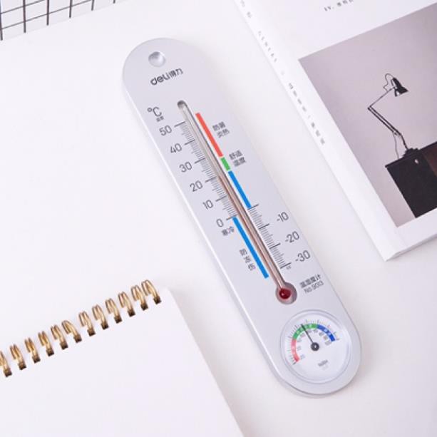 Nhiệt ẩm kế treo tường chính hãng Deli