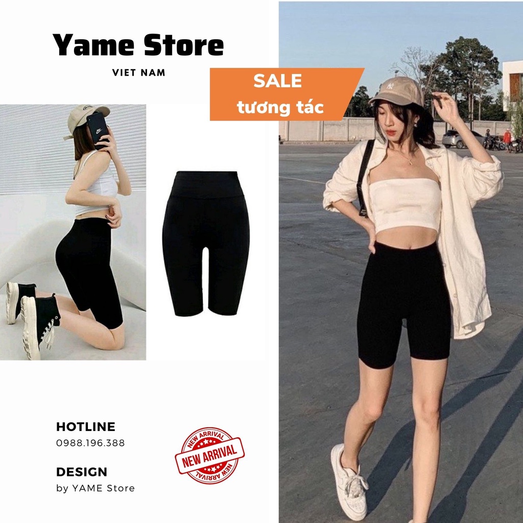 Quần Legging lửng nữ co dãn 4 chiều chất đẹp dày dặn, Quần Biker lửng cạp cao nâng mông tôn dáng - Yame Store