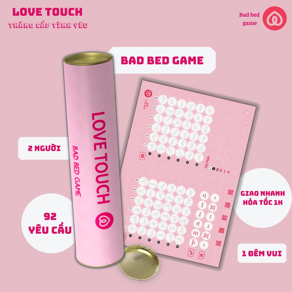 Bảng game bad bed trò chơi dringking game nâng tầm cảm xúc cho các cặp đôi đang yêu nhau - LOVE TOUCH