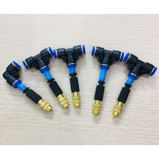 Bộ 5 béc phun sương đồng đơn kèm T8mm và 1 béc cuối