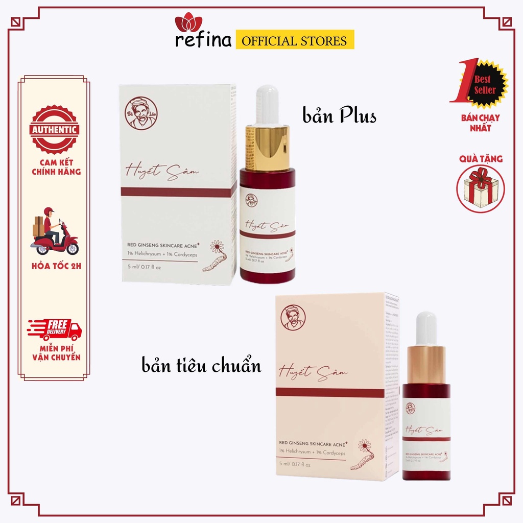 Huyết Sâm Bà Lão - Bản Tiêu Chuẩn và Bản Plus - Giảm Mụn Sẹo Thâm 5ml