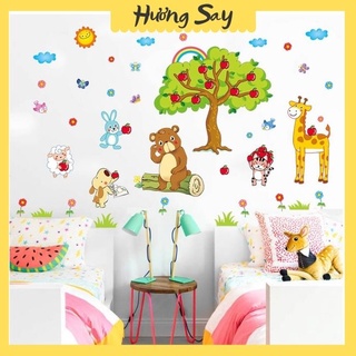 Decal dán tường thú cây táo 8205