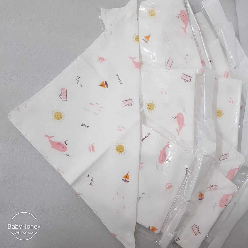 Set 2 chiếc Khăn yếm tam giác cho bé 100% cotton