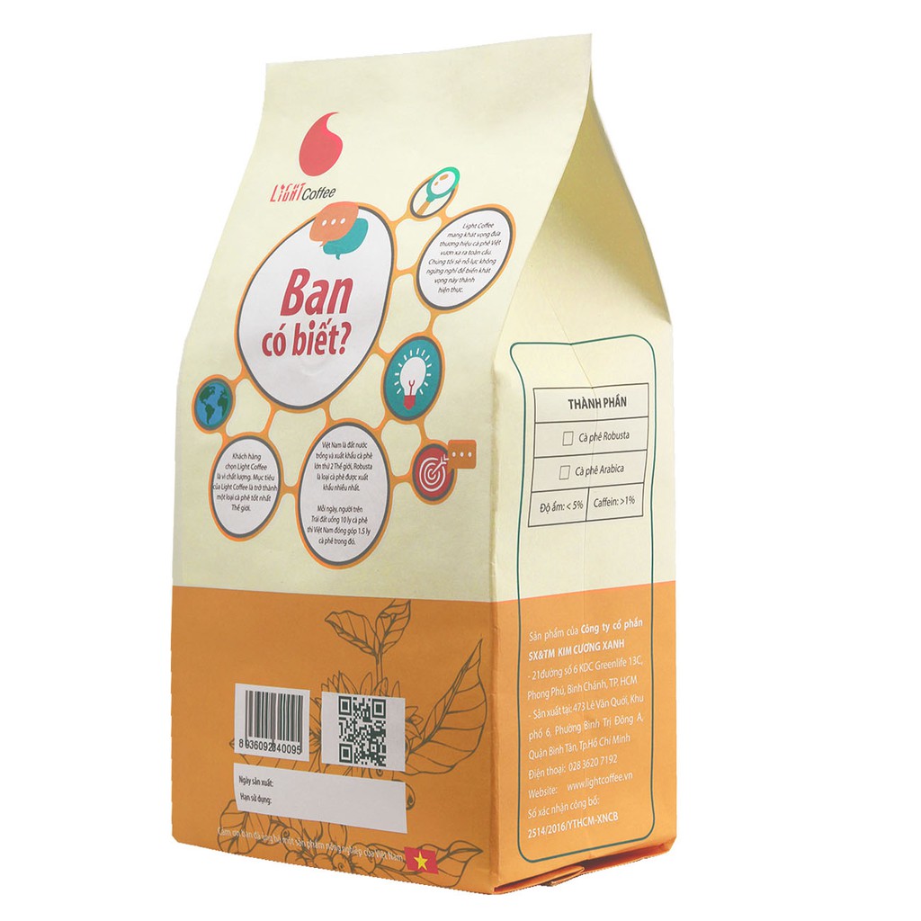 Combo phin pha cà phê inox cao cấp và cà phê hạt nguyên chất 100% Arabica Light Coffee 500gr