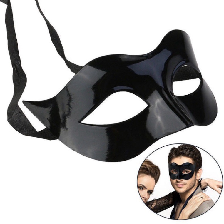 MẶT NẠ NỬA MẶT TRƠN NHỌN Màu Trắng Trơn/Đen Trơn Che Nửa Mặt Dùng Cho Tiệc Halloween,sự kiện,lễ hội hóa trang có dây đeo