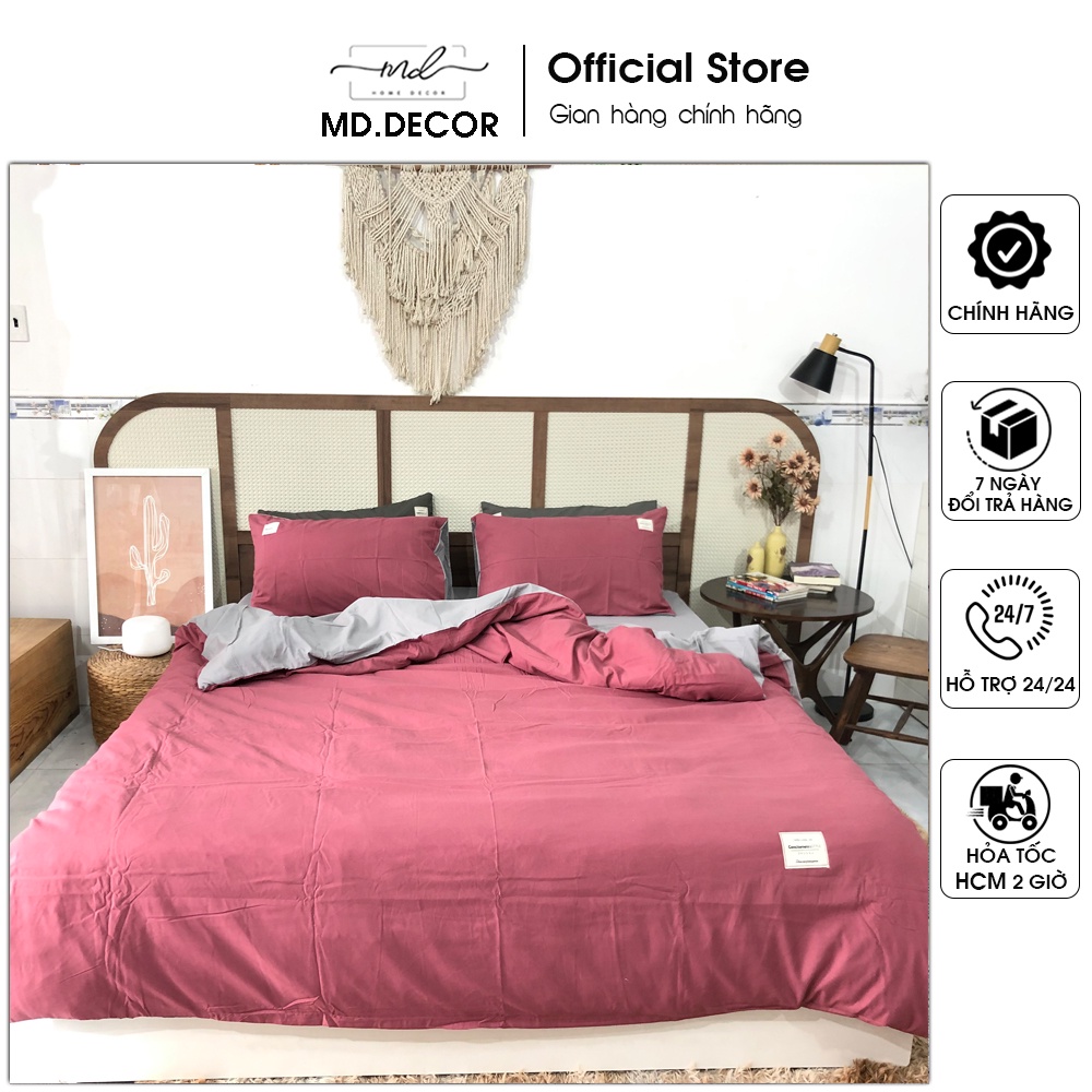 Bộ chăn ga gối cotton tici MD.Decor - Bedding nhiều mẫu trơn màu đẹp nhất 2022