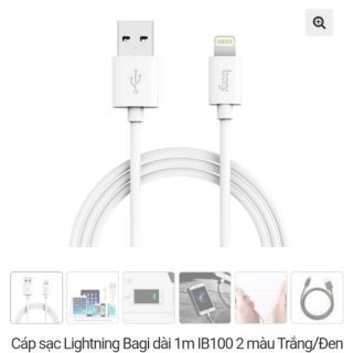 Combo sỉ 10 cáp sạc lightning bagi dài 1m
