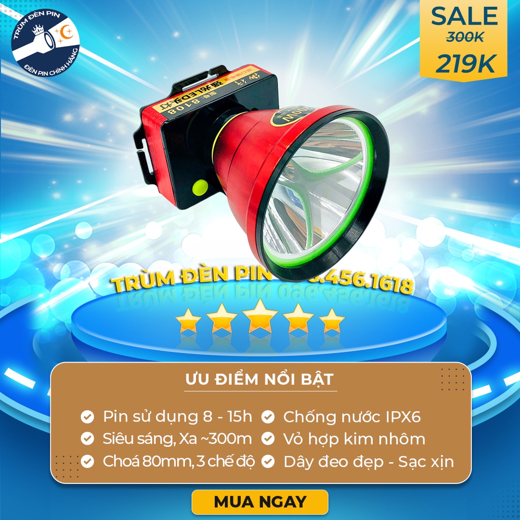 Đèn pin đội đầu YUXING 8108 LED 200w siêu sáng chiếu xa chống nước ánh sáng Vàng và Trắng đèn đeo đầu soi ếch dã ngoại | BigBuy360 - bigbuy360.vn