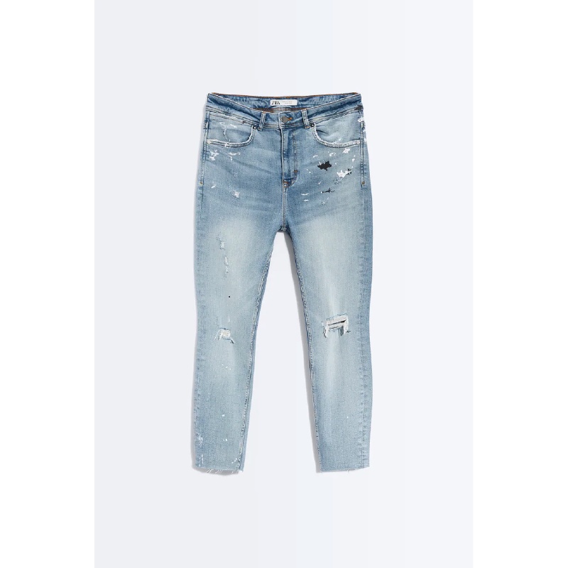 Quần Jean Nam Streetwear Cao Cấp Dust Denim Màu Xanh Họa Tiết Rách Gối - Form Slim Fit - Jean Thun Co Giãn