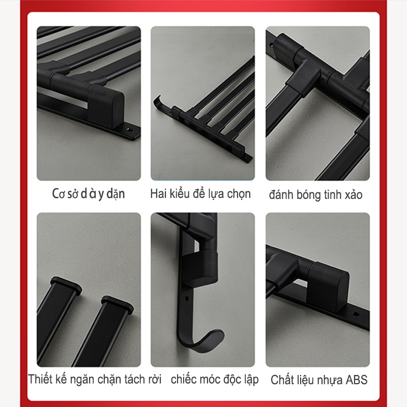 Giá Đỡ Treo Khăn Xoay 180 Độ MEIDOO, Thanh Treo Khăn Bằng Nhôm Siêu Nhẹ Gắn Tường Tháo Lắp Tiện Lợi