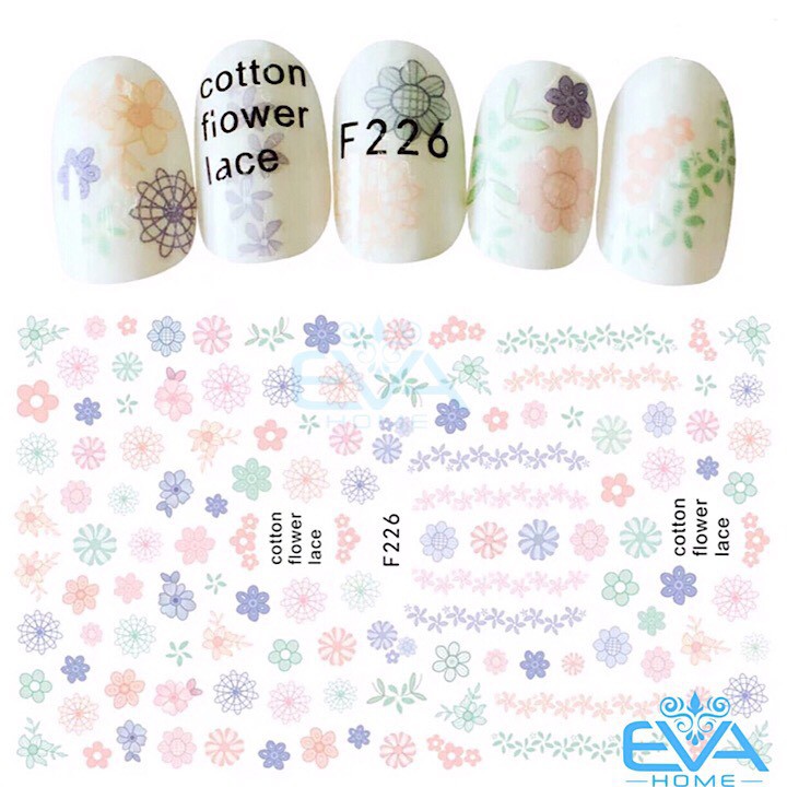 [ Lẻ ] Sticker dán móng tay hình hoa cotton xinh xắn F226