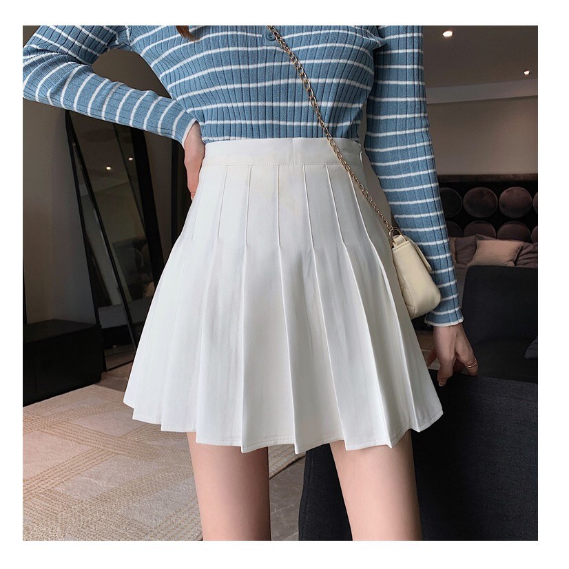 Chân váy tennis xếp li màu trắng đen xếp ly skirt cạp lưng cao ngắn chữ a phong cách ulzzang EVADO CV02 | BigBuy360 - bigbuy360.vn