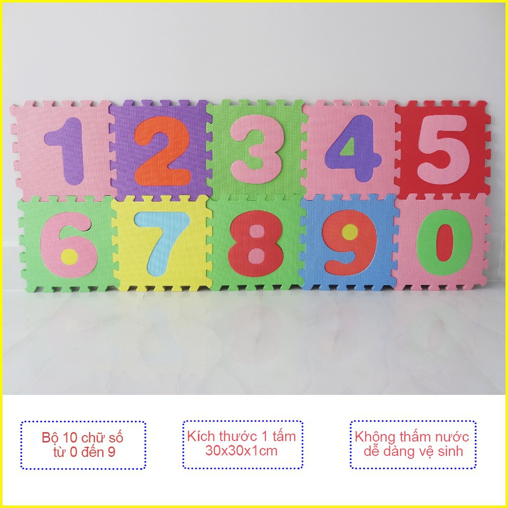 Thảm xốp cho bé chữ số - Kích thước mỗi tấm 30x30x1cm- Hàng Việt Nam