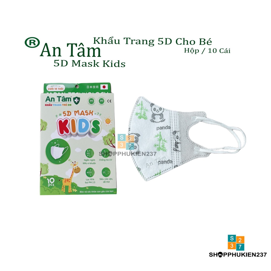 10 Cái Khẩu Trang Cho Bé 5D An Tâm Hàng 3 Lớp Vải SMS Nhiều Mẫu Mã