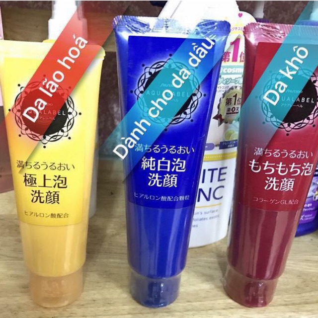 Sữa rửa mặt Shiseido Aqualabel se khít lỗ chân lông, trắng da ba màu đỏ, vàng, xanh nội địa Nhật.
