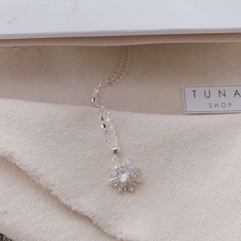 Dây chuyền Bạc hoa tuyết đính đá, Vòng cổ Bạc nữ bông tuyết gắn đá cao cấp TUNASILVER, 𝐂𝐚𝐦 𝐤𝐞̂́𝐭 𝐜𝐡𝐮𝐚̂̉𝐧 𝐁𝐚̣𝐜