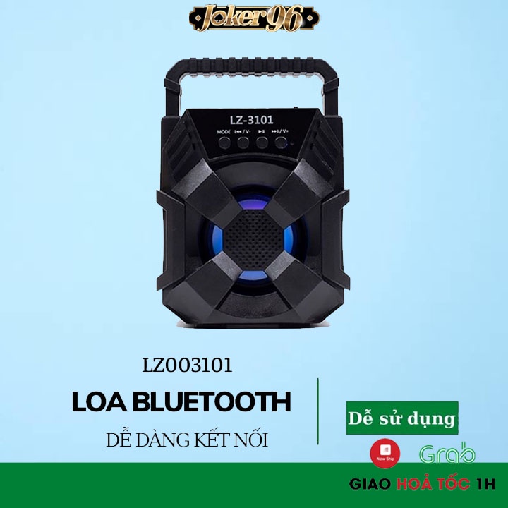 Loa Bluetooth xách tay LZ3101, lZ3103 nhỏ gọn, đèn led nhấp nháy, 3 màu: Đen, Đỏ, Xanh, Hỗ trợ cắm thẻ nhớ, USB