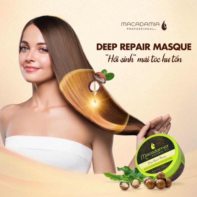 Kem Ủ Tóc Phục Hồi Hư Tổn Macadamia, Siêu Tái Tạo và Trẻ Hóa Mái Tóc Hư Tổn Deep Repair Masque 236ml - 470ml M_3010