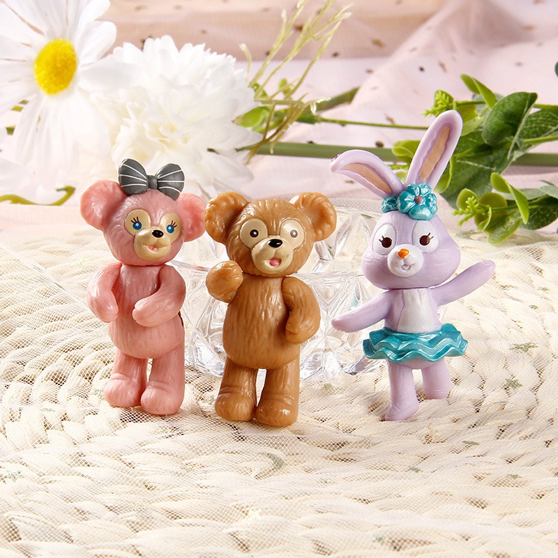 Mô Hình Gấu Duffy Và Thỏ Stella - Phụ Kiện Trang Trí Ốp Điện Thoại Handmade