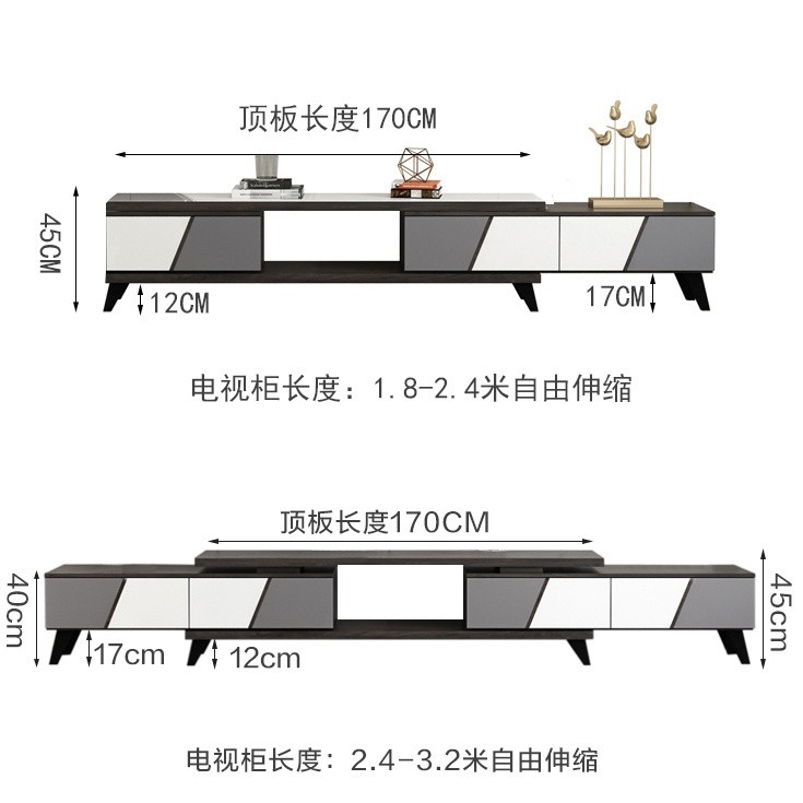 Bàn cà phê căn hộ nhỏ kết hợp tủ TV đặt kính cường lực tối giản hiện đại video có thể thu vào phòng khách kiểu