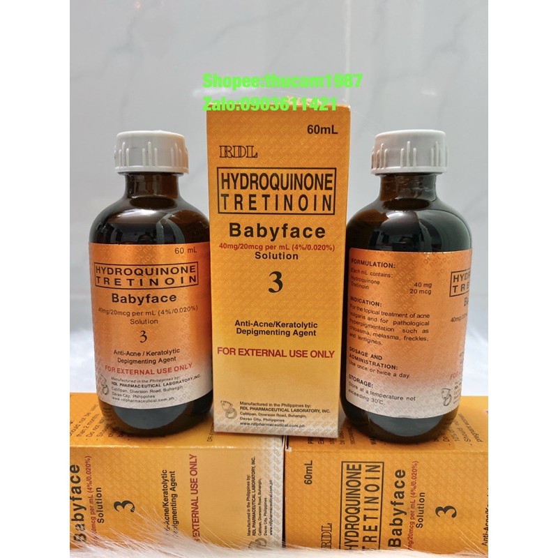 toner RDL tẩy tế bào chết , loại bỏ mụn ,thâm, nám , tàn nhang,  thâm do mụn hydroquinone, tretinoin babyface 3 , 60ml. | BigBuy360 - bigbuy360.vn