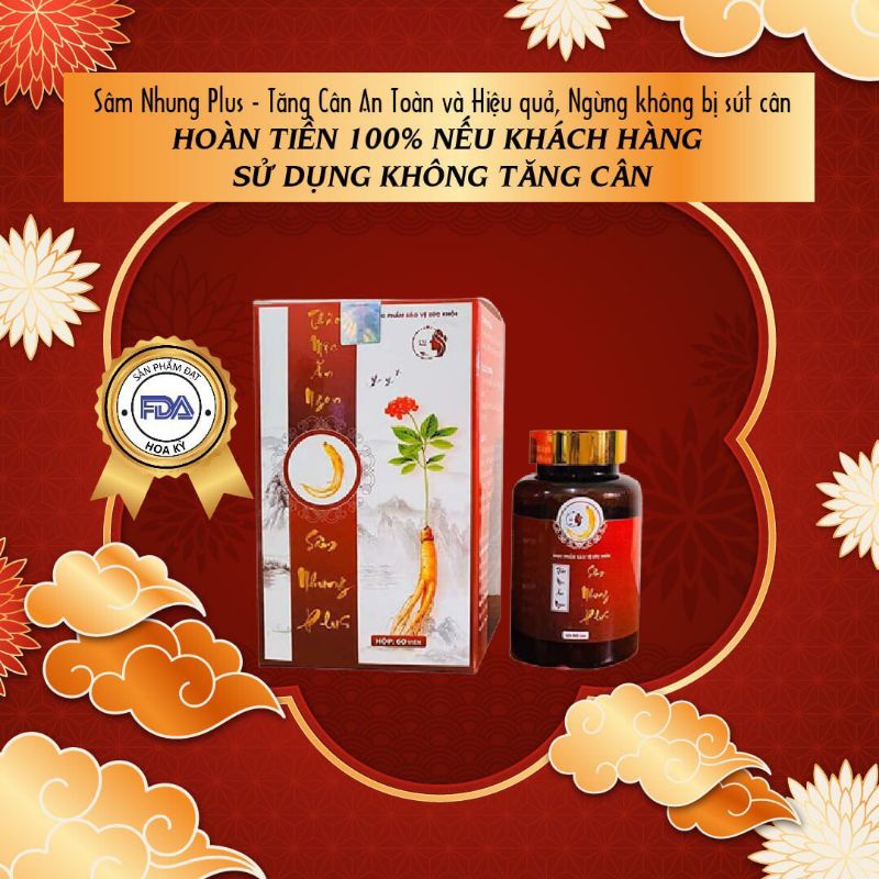 TĂNG CÂN SÂM PLUS- 279K/1 HỘP 60 VIÊN-tặng 1 đại bổ khí cốt