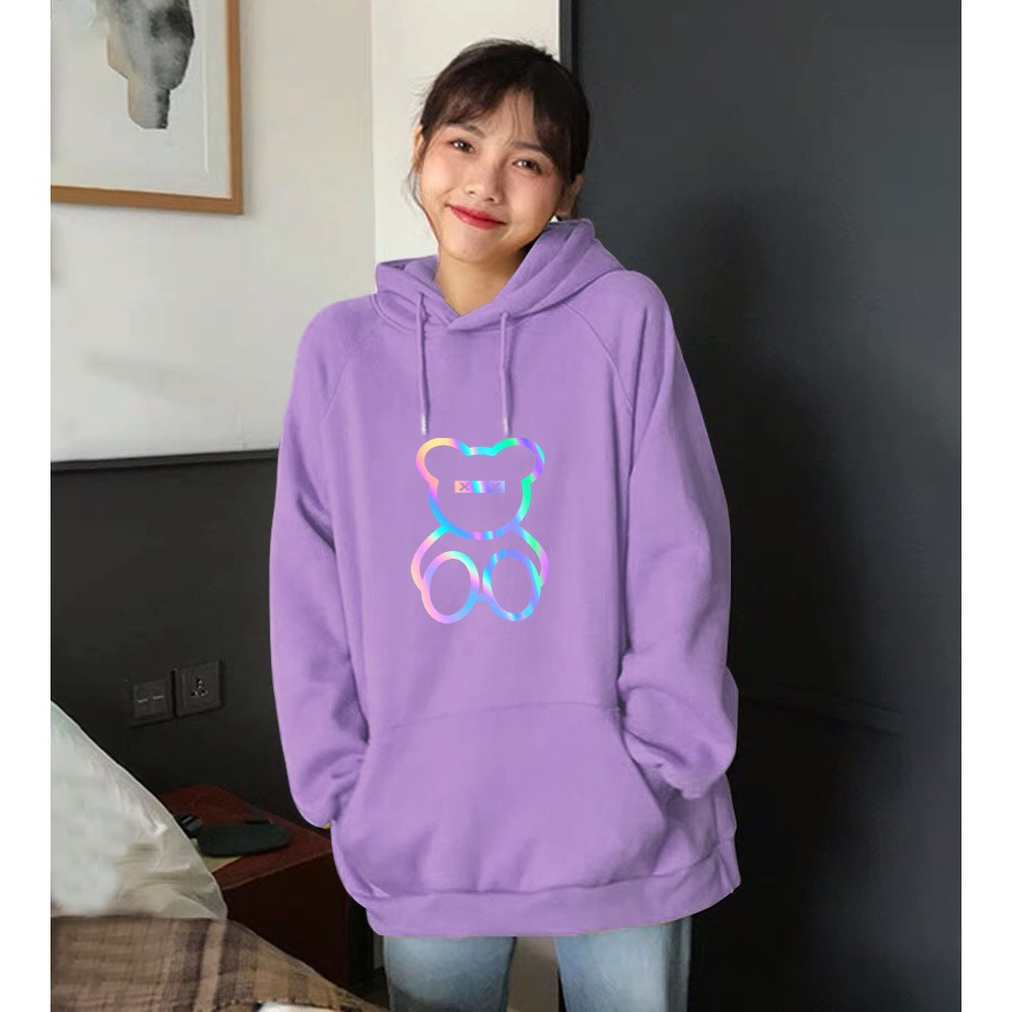 Áo nỉ hoodie phản quang nữ gấu teddy | WebRaoVat - webraovat.net.vn