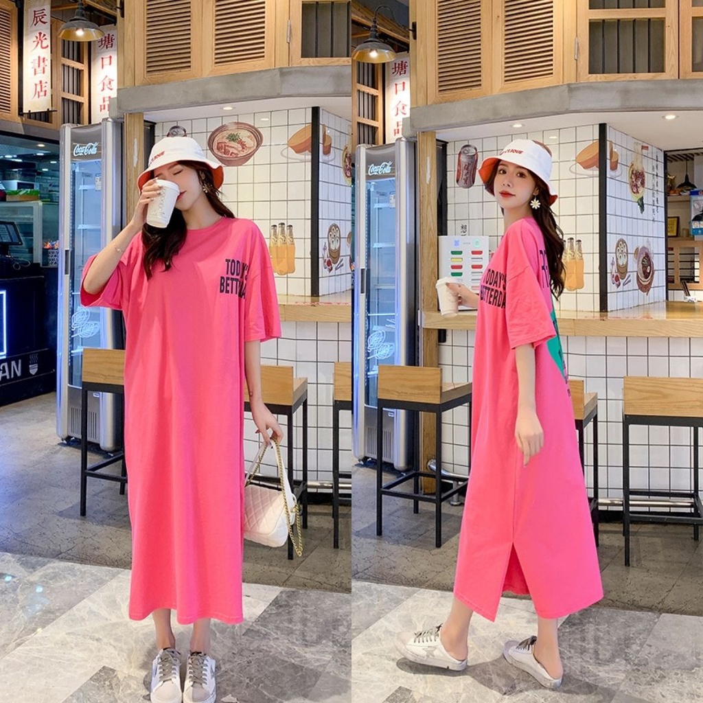 Đầm suông xẻ tà Tira House váy suông dáng dài họa tiết Recious