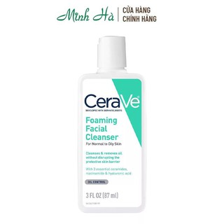 Sữa rửa mặt Cerave Foaming Facial Cleanser 87ml dành cho da thường và da dầu