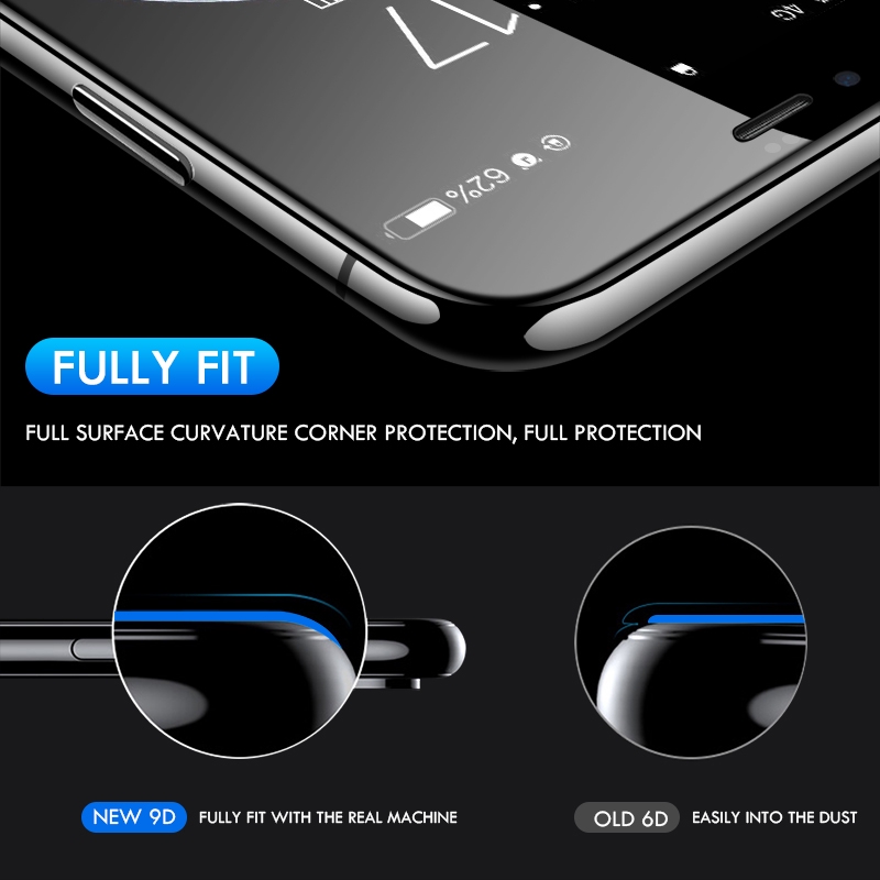 Kính cường lực 9D bảo vệ toàn màn hình dành cho IPhone X XR XS 11 Pro Max 8 7 6 6s Plus