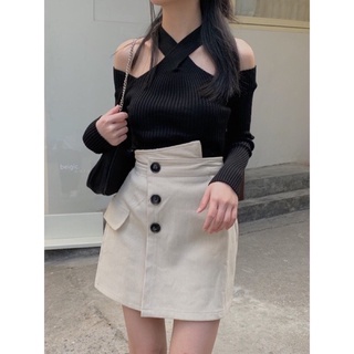 Áo len tăm cổ chéo dài tay (Ảnh thật)