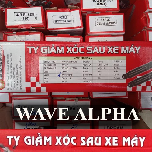 Ty giảm xóc sau xe máy WAVE ALPHA chính hãng Detex - Ty phuộc sau xe WAVE ALPHA
