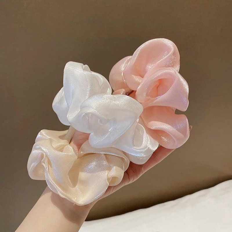 Dây Buộc Tóc Đuôi Ngựa Cao Su Màu Trơn Đính Ngọc Trai Giả Xinh Xắn