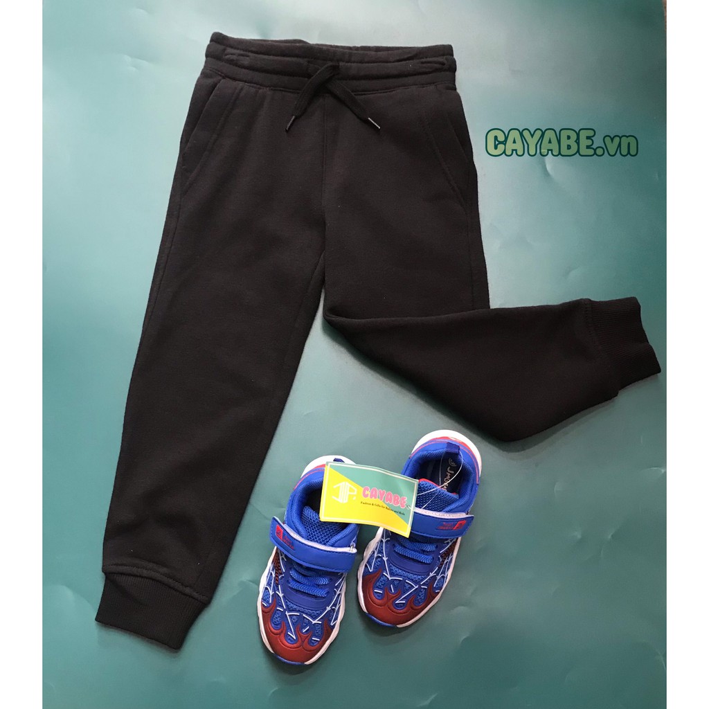 QUẦN THUN JOGGER CHO BÉ TRAI CAYABE MÀU ĐEN TRƠN (QUẦN ÁO TRẺ EM)