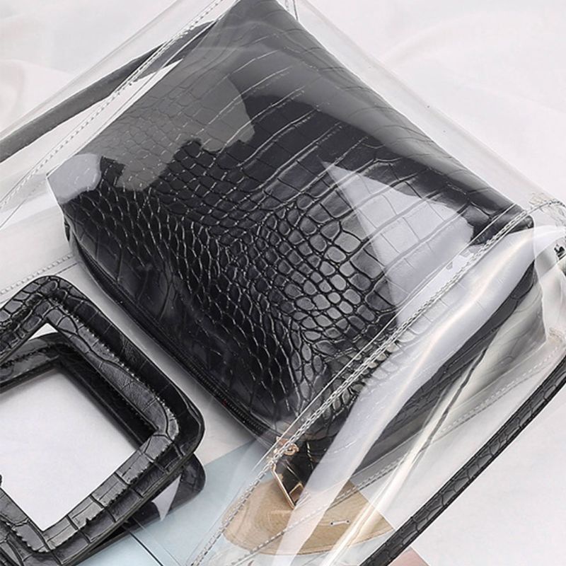 Túi Xách Tay Bằng PVC Trong Suốt Thời Trang Đi Biển Mùa Hè Dành Cho Nữ