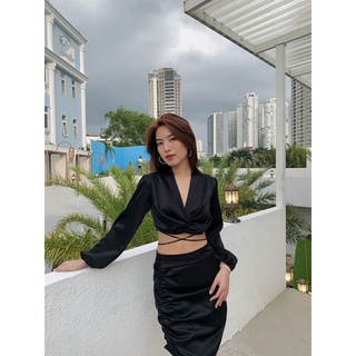 Set Áo và Váy lụa đen