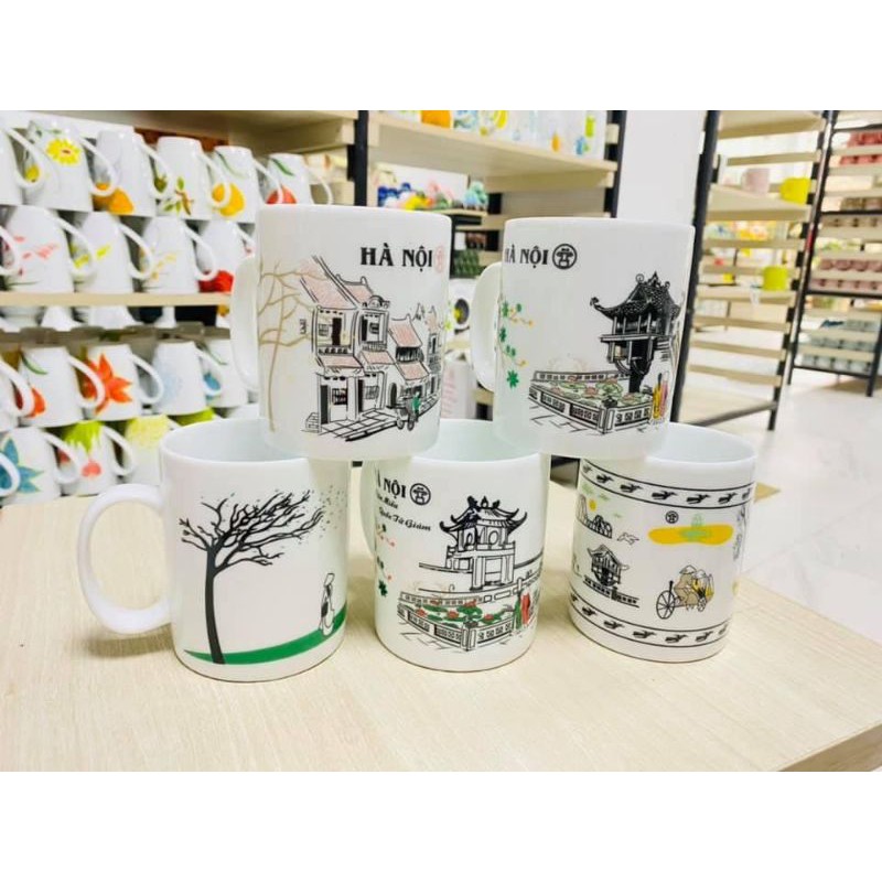 Cốc in hình Hà nội quai C dung tích 350ml - Gốm sứ Bát tràng