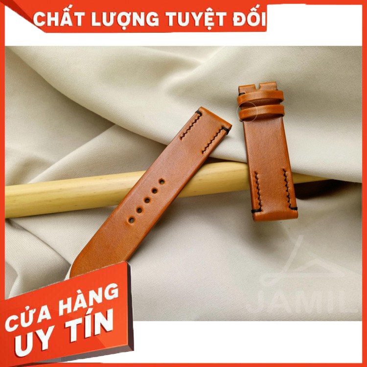 Dây Đồng Hồ Handmade da bò Veg Ý màu nâu vàng bò; Tặng kèm khóa kim, Tool tháo lắp, Chốt gắn Spring bar