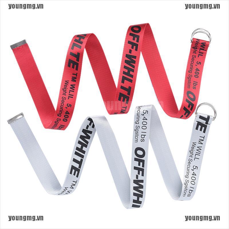 YG OFF-WHITE Thắt Lưng Vải Canvas Thêu Chữ Phong Cách Hip Hop