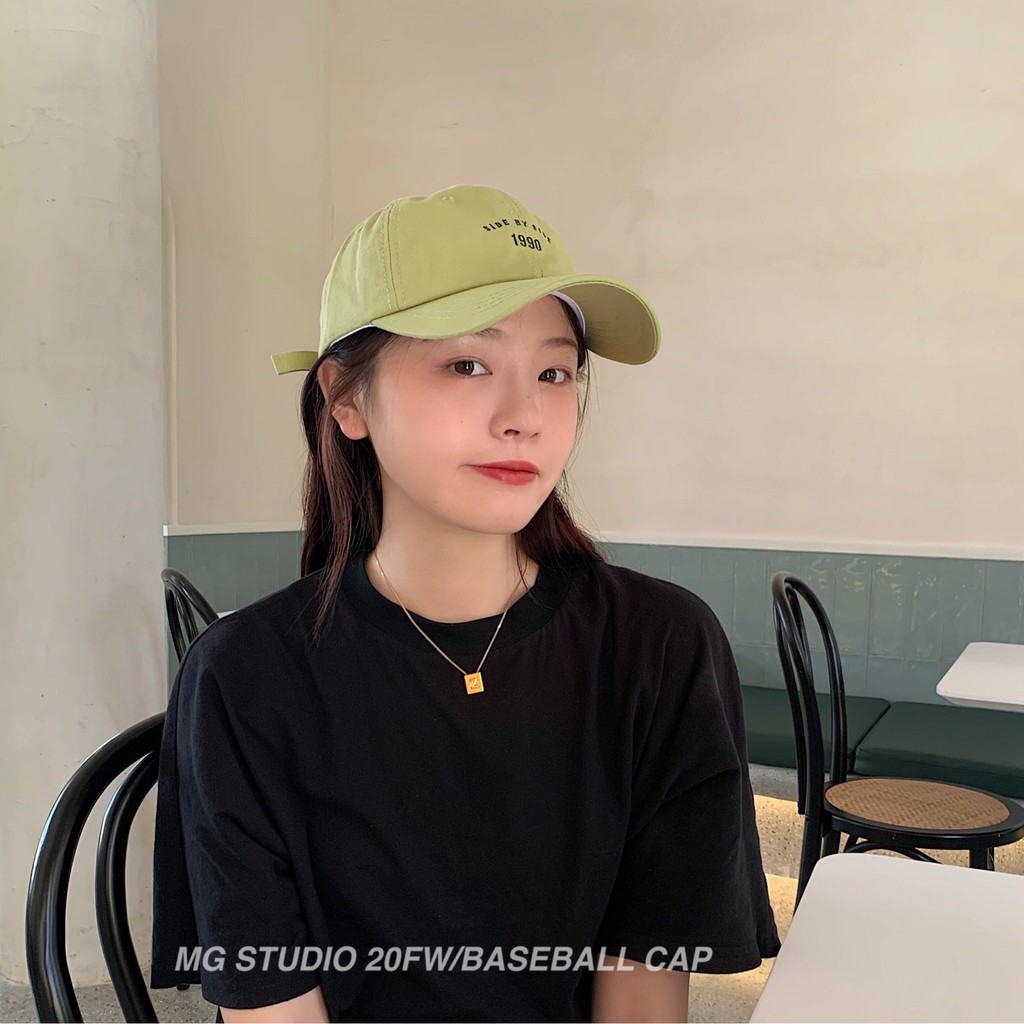 Mũ lưỡi trai MG STUDIO thêu chữ side by side 1990 thời trang