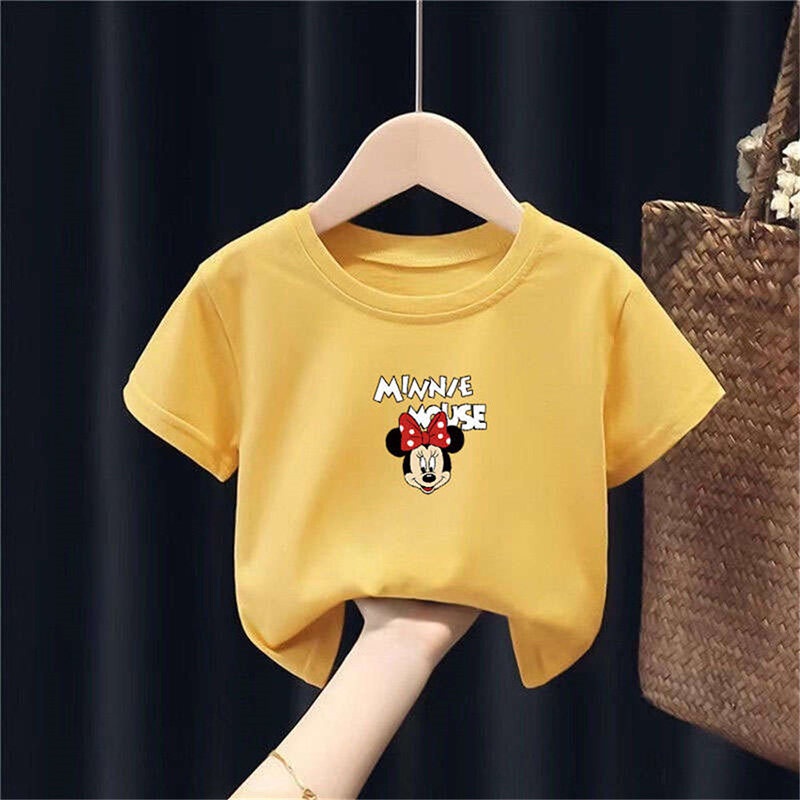 Áo Thun Tay Ngắn Chất Liệu Cotton In Họa Tiết Hoạt Hình Thời Trang Mùa Hè Cho Bé Gái 3-7 Tuổi