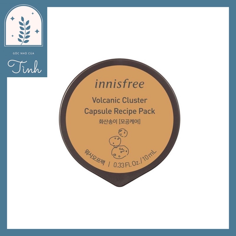 MẶT NẠ RỬA DẠNG HŨ TỪ ĐÁ NÚI LỬA INNISFREE VOLCANIC CULSTER CAPSULE RECIPE PACK 10ML
