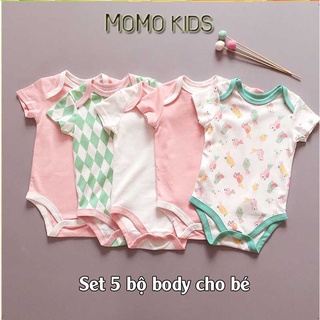 Set 5 body xuất dư màu ngẫu nhiên bé trai, bé gái túi zip MOMO