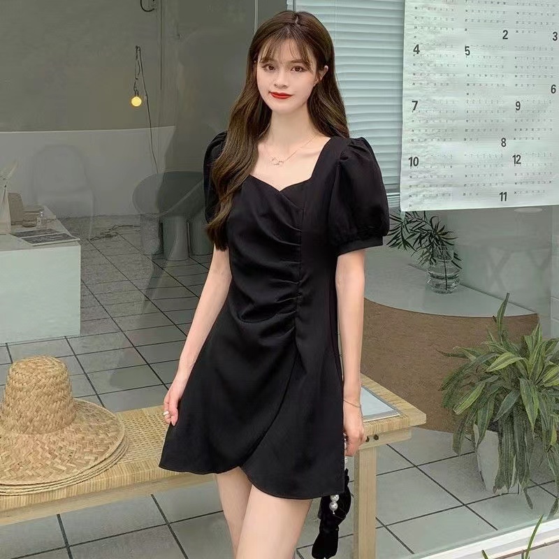 Đầm PERTY tay ngắn phồng cổ vuông thiết kế mới thời trang mùa hè quyến rũ dành cho nữ
