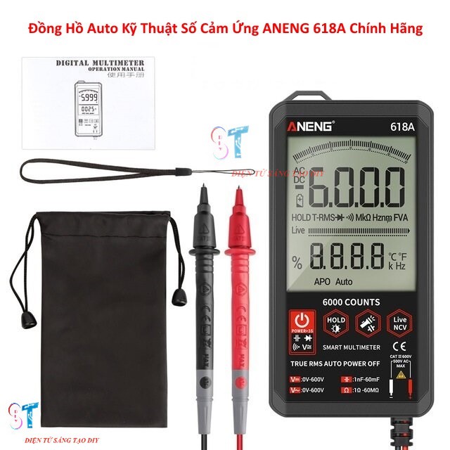 Đồng Hồ Auto Kỹ Thuật Số Cảm Ứng ANENG 618A Chính Hãng